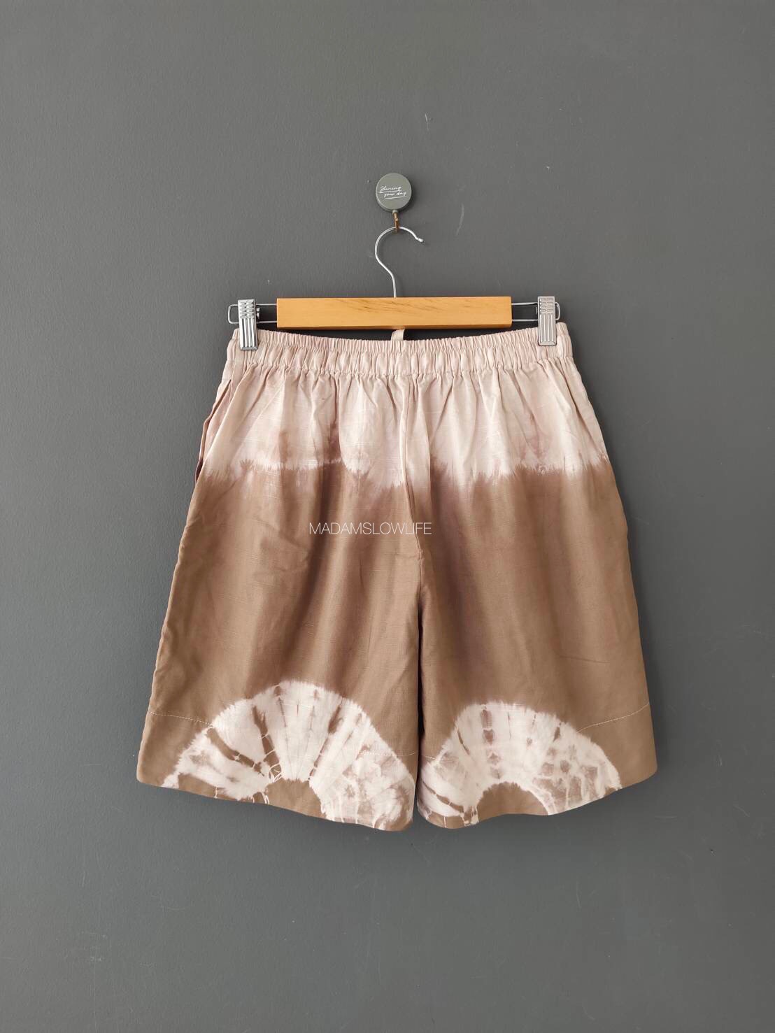 กางเกงขาสั้น Size: S M L XL 2XL มัดย้อมสีน้ำตาล