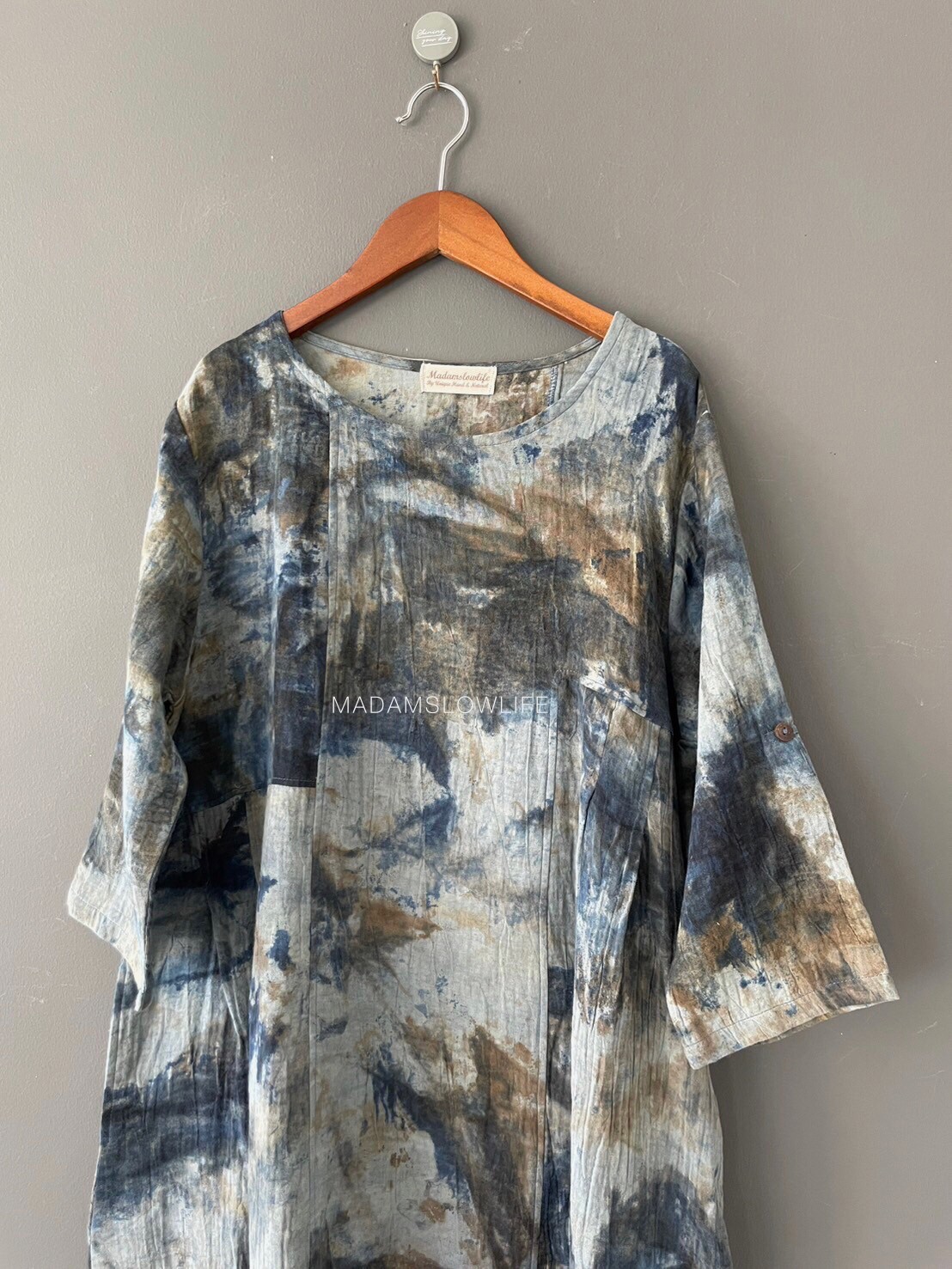 เดรส Size 36-44 แขนยาว 16.5 ยาว 37 เนื้อผ้าคอตตอนพรีเมียม ลายมัดย้อม ย้อมด้วยสีปลอดสารพิษ