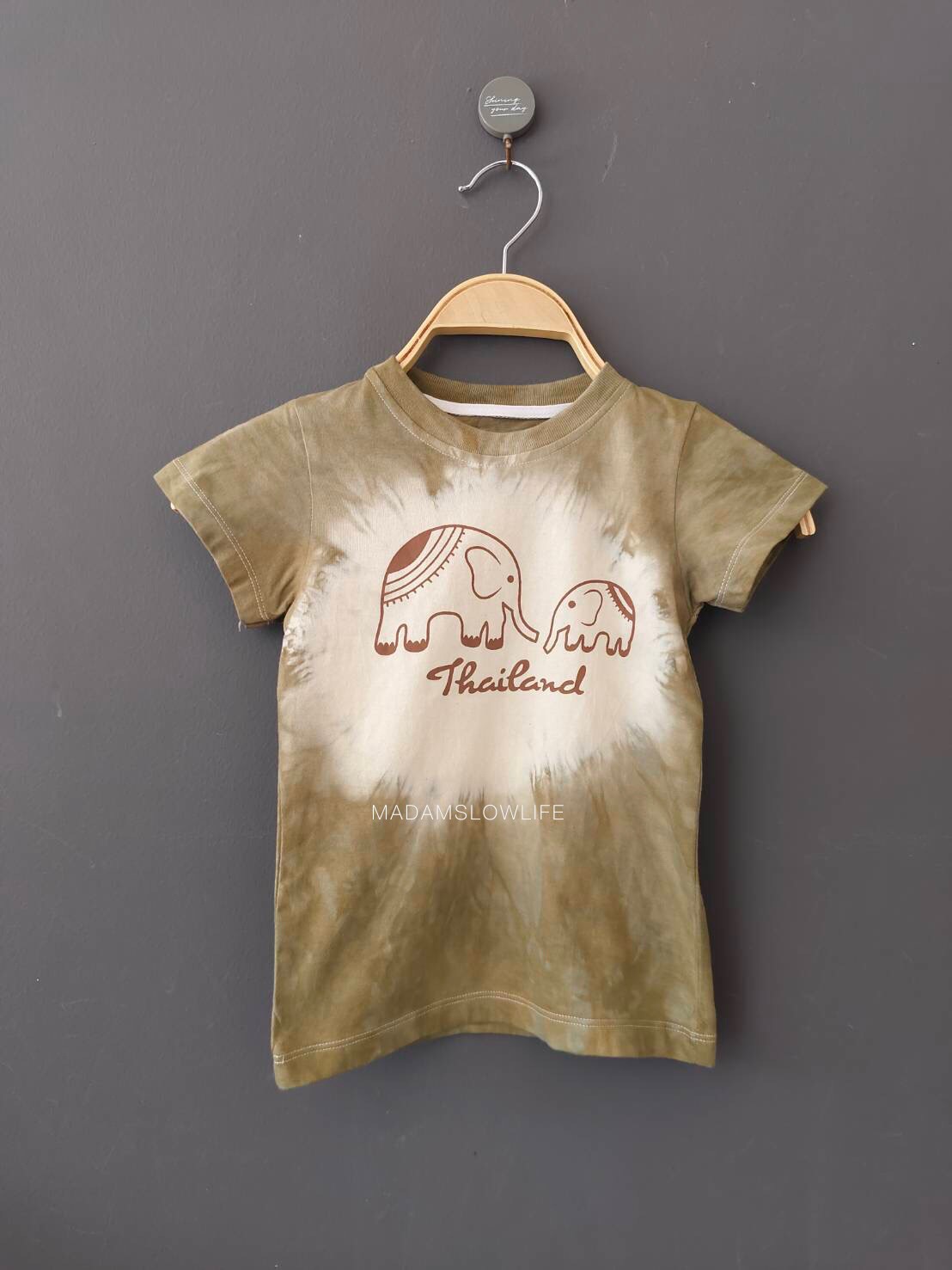 เสื้อยืดเด็กย้อมทูโทนพิมพ์ลายช้าง 80 90 100 110 120 130 140 150