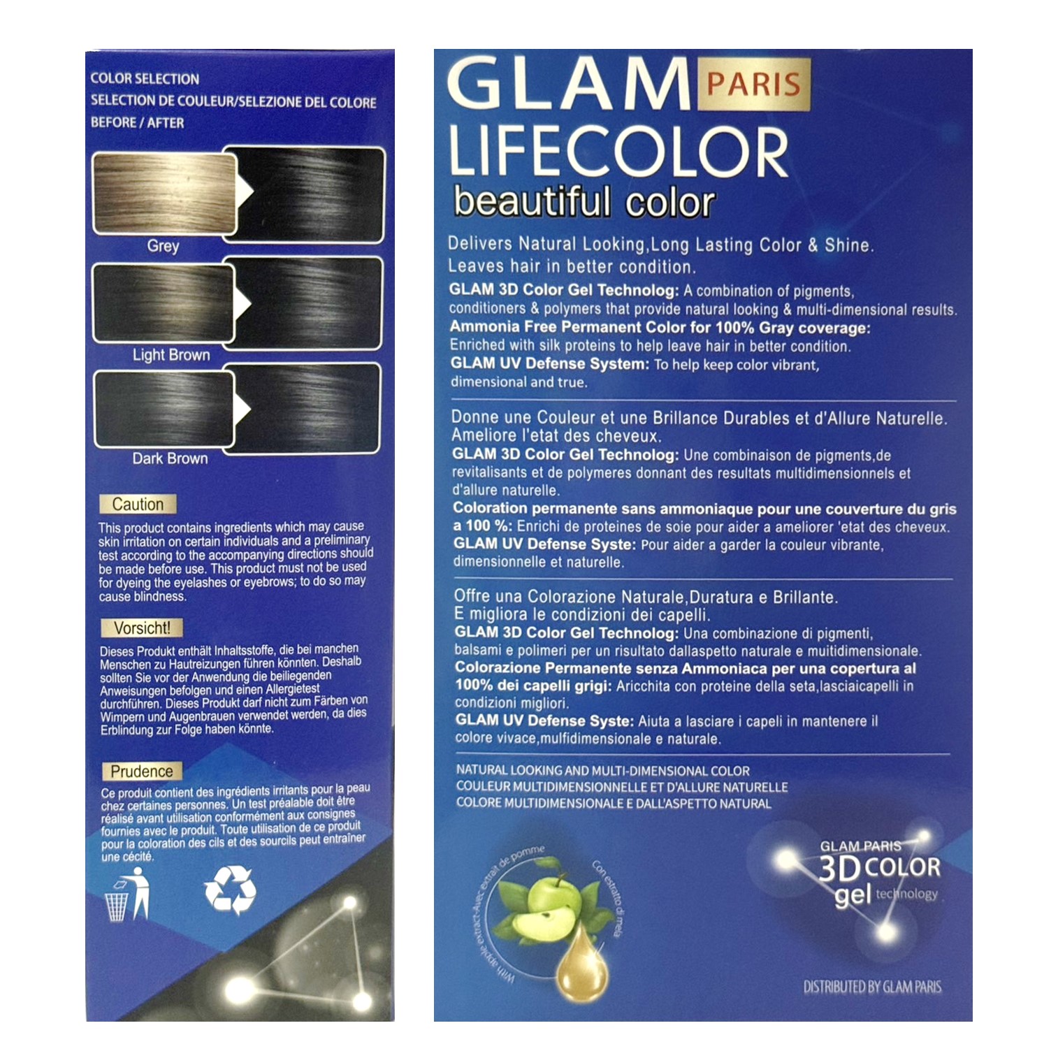GLAM Paris LifeColor 1.0 Natural Black Hair color For Men ผลิตภัณฑ์เปลี่ยนสีผมผู้ชายสีดำธรรมชาติสูตรออแกนิคติดทนนาน