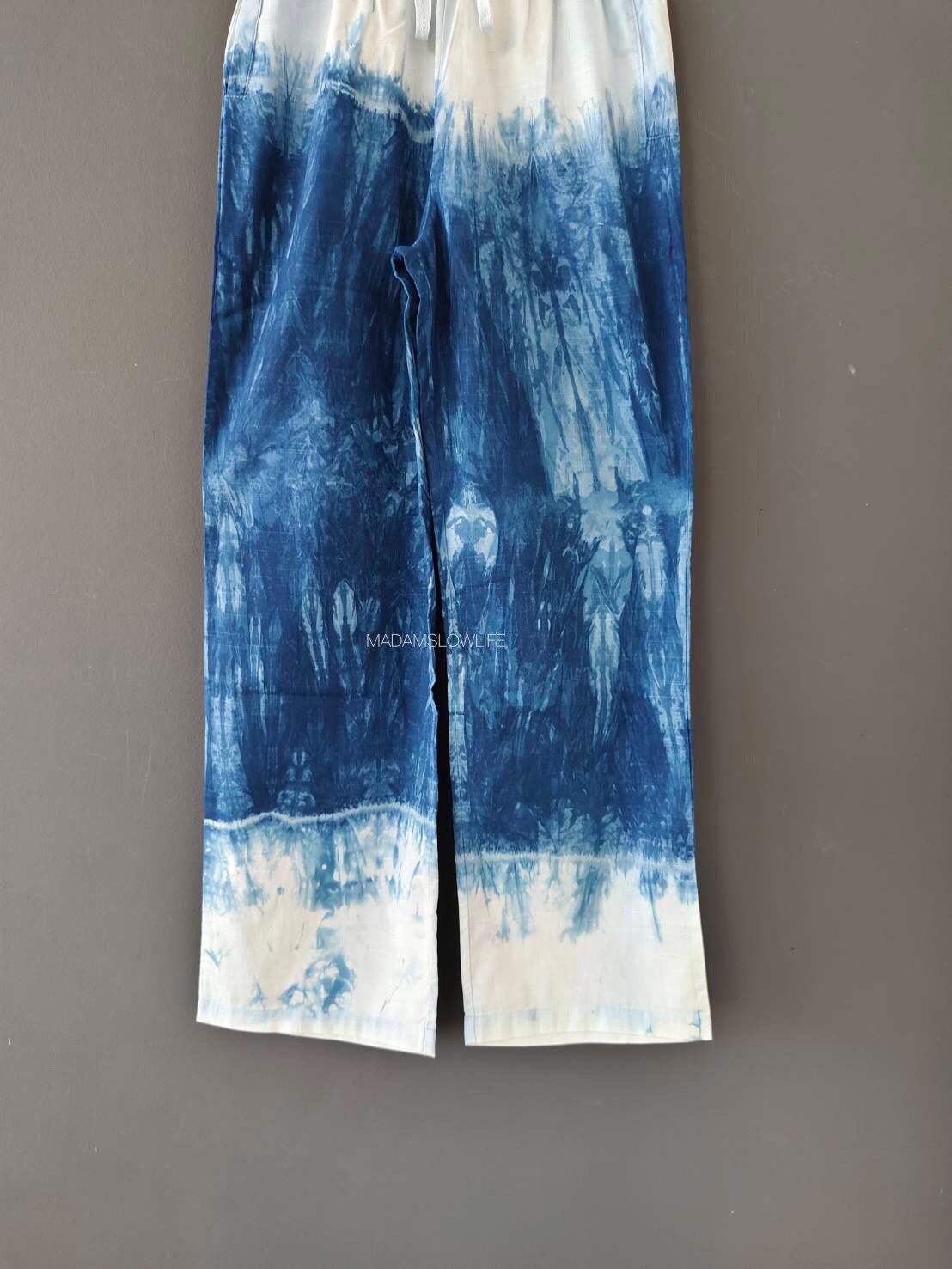 กางเกงขายาว มัดย้อมสีครามธรรมชาติ Size: S M L XL