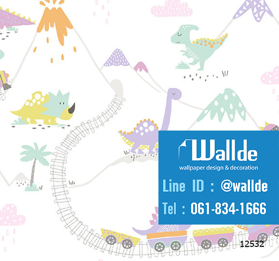 วอลเปเปอร์ห้องเด็ก วอลเปอร์ลายการ์ตูน ลายไดโนเสาร์