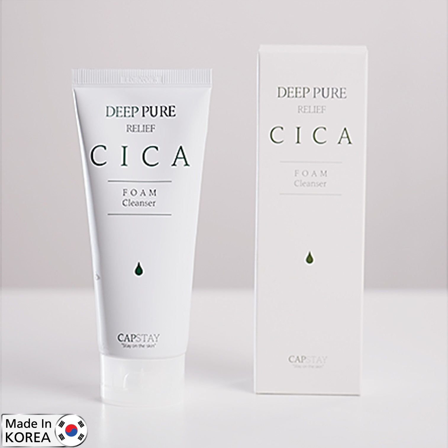 Capstay Deep Pure Relief Cica Foam Cleanser 150ml คลีนเซอร์ทำความสะอาดผิวหน้าสูตรพิเศษจากเกาหลีของแท้พร้อมส่ง