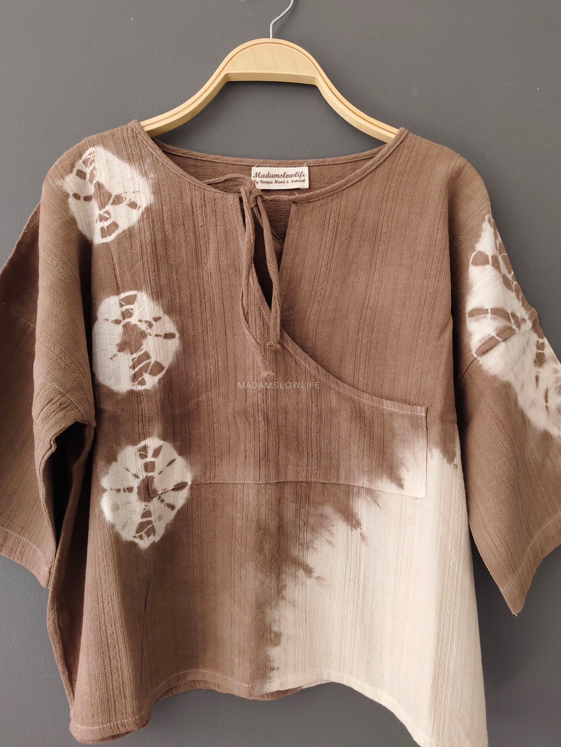 เสื้อผูกโบว์ด้านหน้าสไตล์ญี่ปุ่น Size:F มีสีคราม เขียว น้ำตาล