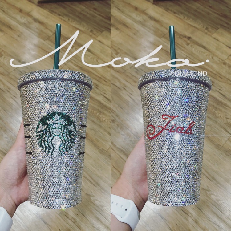 แก้ว Starbucks ติดเพชร ขนาด Grande 16 oz. สีขาวใส