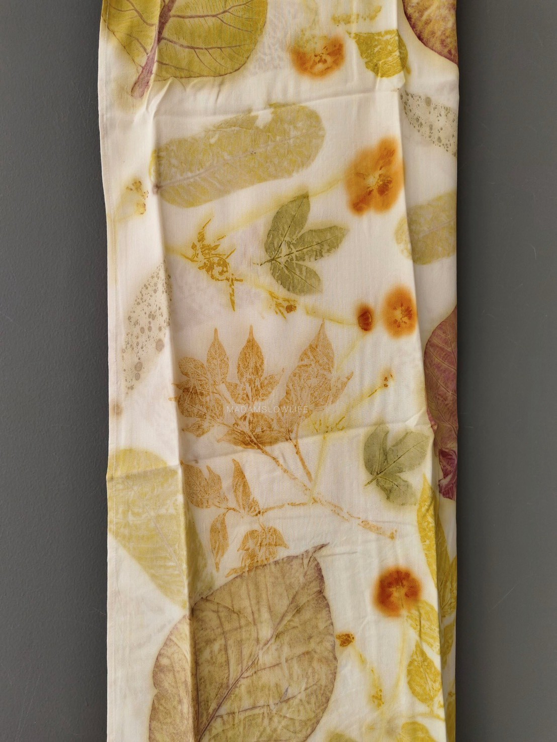 ผ้าพันคอ cotton Eco print ขนาด กว้าง 70 cm × ยาว 200 cm