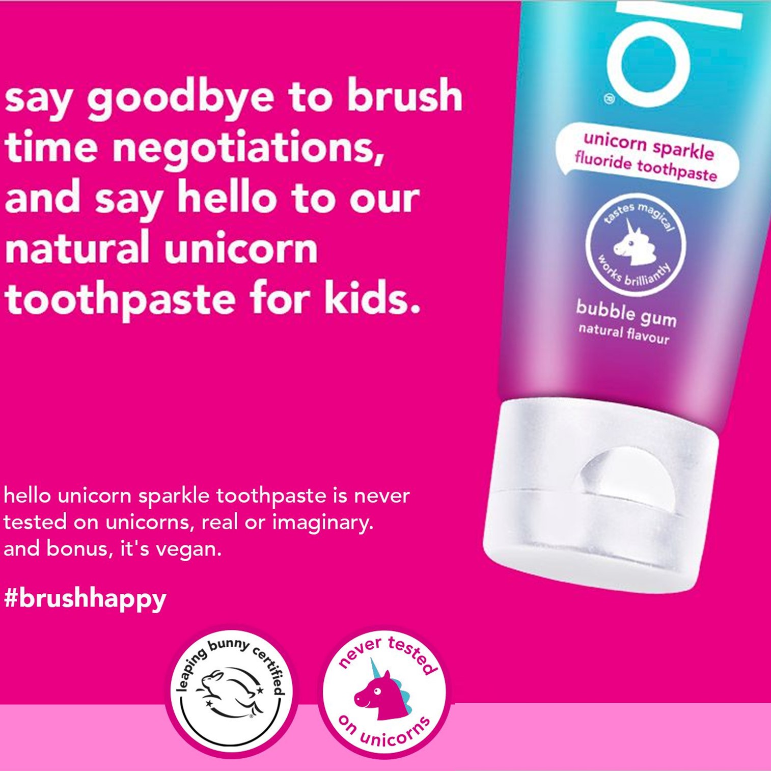 Hello Kids Unicorn Sparkle Fluoride Toothpaste with Natural Bubble Gum Flavor 119g ยาสีฟันสูตรพิเศษสำหรับเด็กสินค้านำเข้าจากออสเตรเลียของแท้พร้อมส่ง