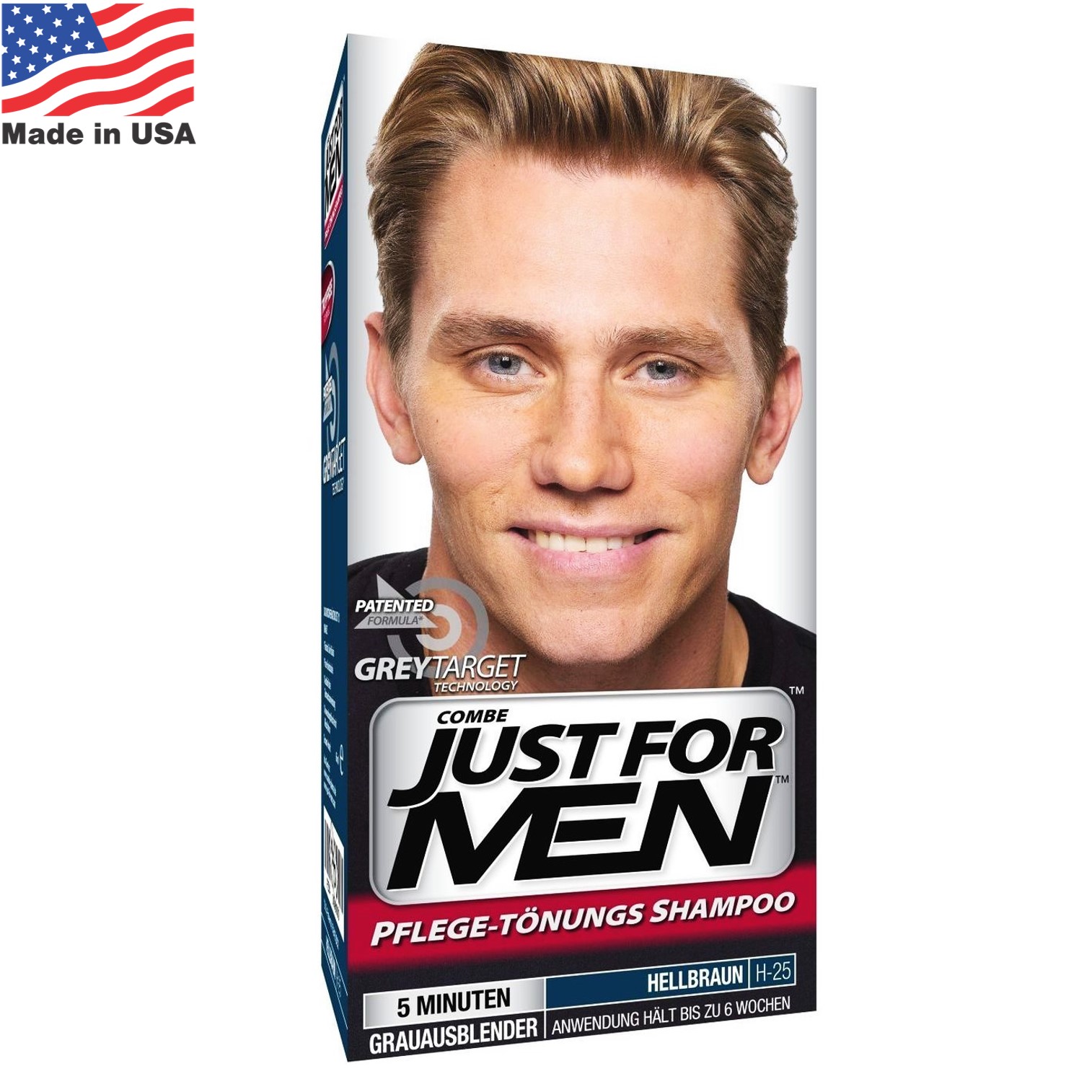 Just For Men Shampoo In HairColour Easy&Fast H-25 Light Brown 66ml. แชมพูเปลี่ยนสีผมสำหรับผู้ชาย สินค้านำเข้าจากสหรัฐอเมริกา สีน้ำตาลสว่างธรรมชาติ