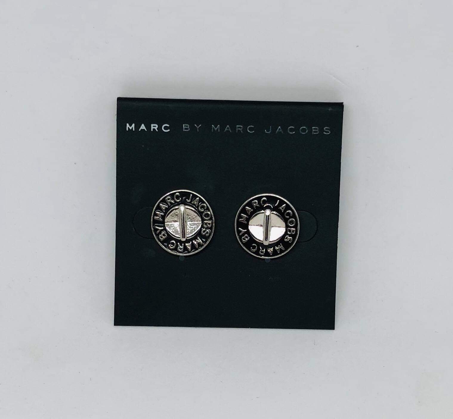 Marc Jacobs Colors Silver&Black Logo Button Disc Stud Earrings
