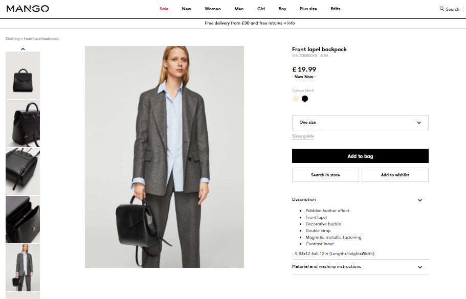 Mango Front lapel backpack