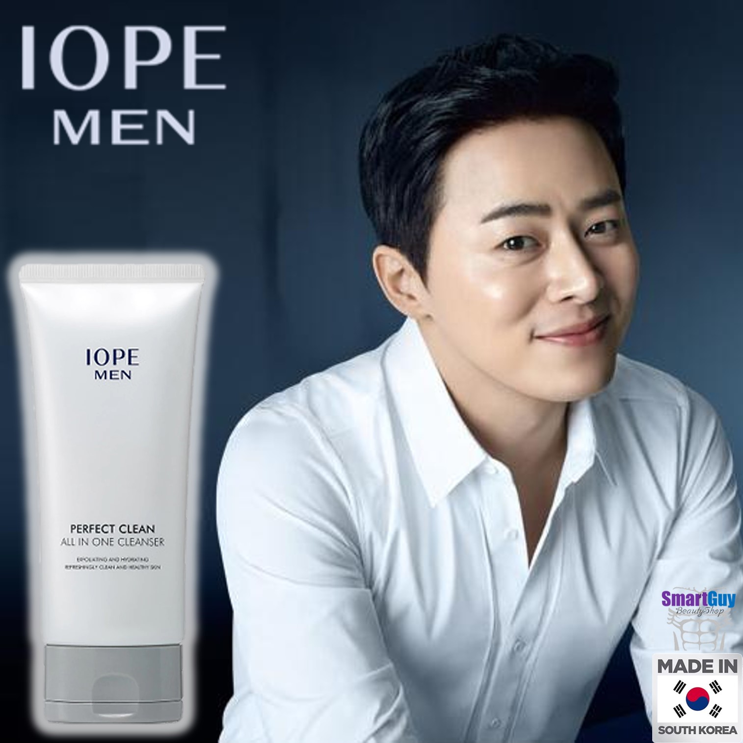 IOPE MEN Perfect Clean All In One Cleanser 125ml. Made In Korea ครีมโฟมล้างหน้าผู้ชายสูตรพรีเมี่ยมของแท้นำเข้าจากเกาหลีทำความสะอาดหมดจดพร้อมปรับสภาพผิวหน้าอ่อนกว่าวัยแบบชัดเจน