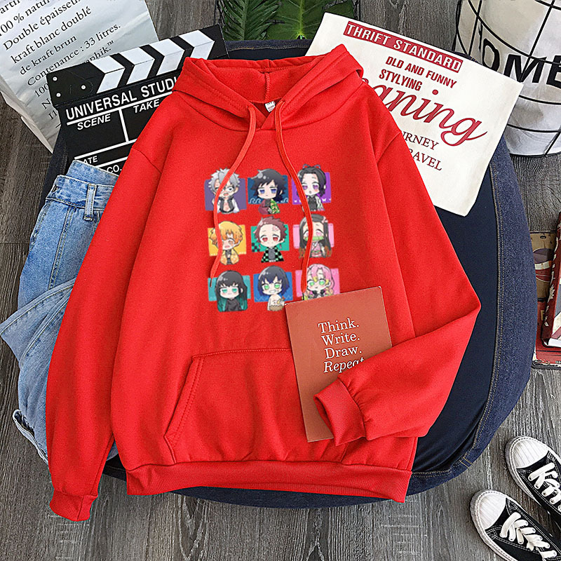 เสื้อแขนยาวมีฮู้ดสไตล์ Street ทรงแขนค้างคาว ลาย ดาบพิฆาตอสูร Kimetsu no Yaiba