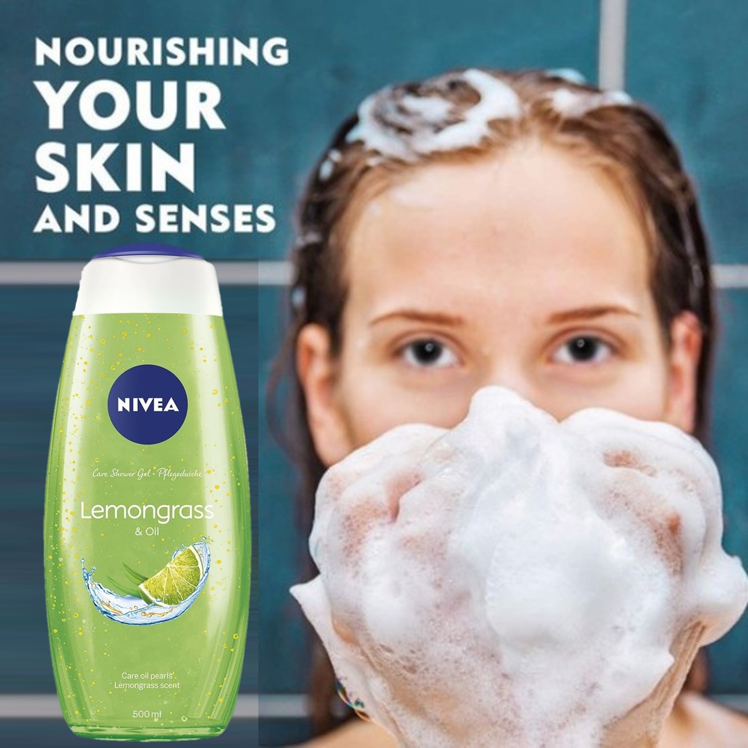 NIVEA LEMONGRASS & OIL SHOWER GEL 500ml เจลอาบน้ำกลิ่นหอมใหม่สูตรพิเศษจากนีเวียสินค้านำเข้าจากออสเตรเลีย