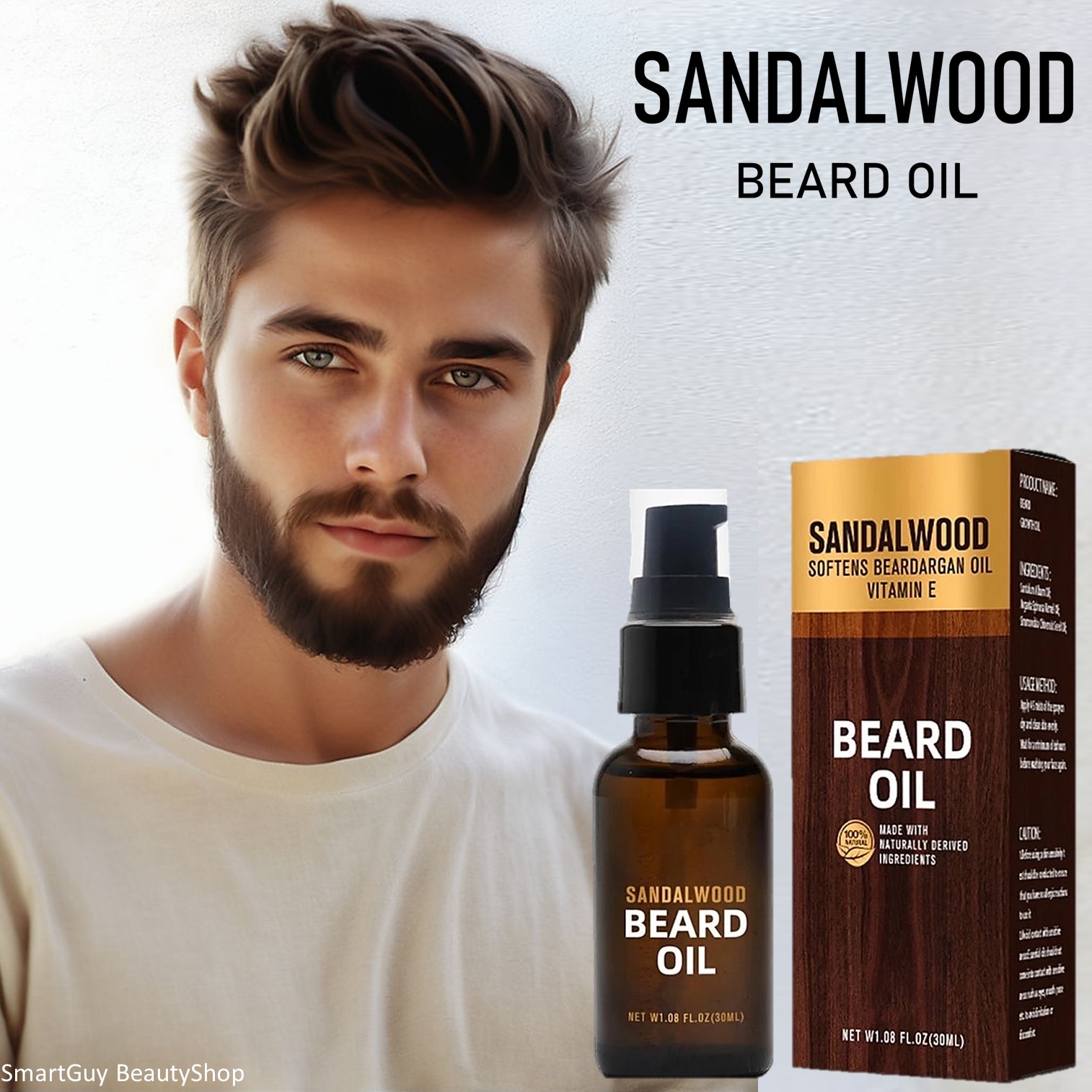 Yilest Sandalwood Beard Oil 30ml ผลิตภัณฑ์บำรุงหนวดเคราให้นุ่มลื่นน่าสัมผัสสินค้านำเข้าจากต่างประเทศของแท้พร้อมส่ง