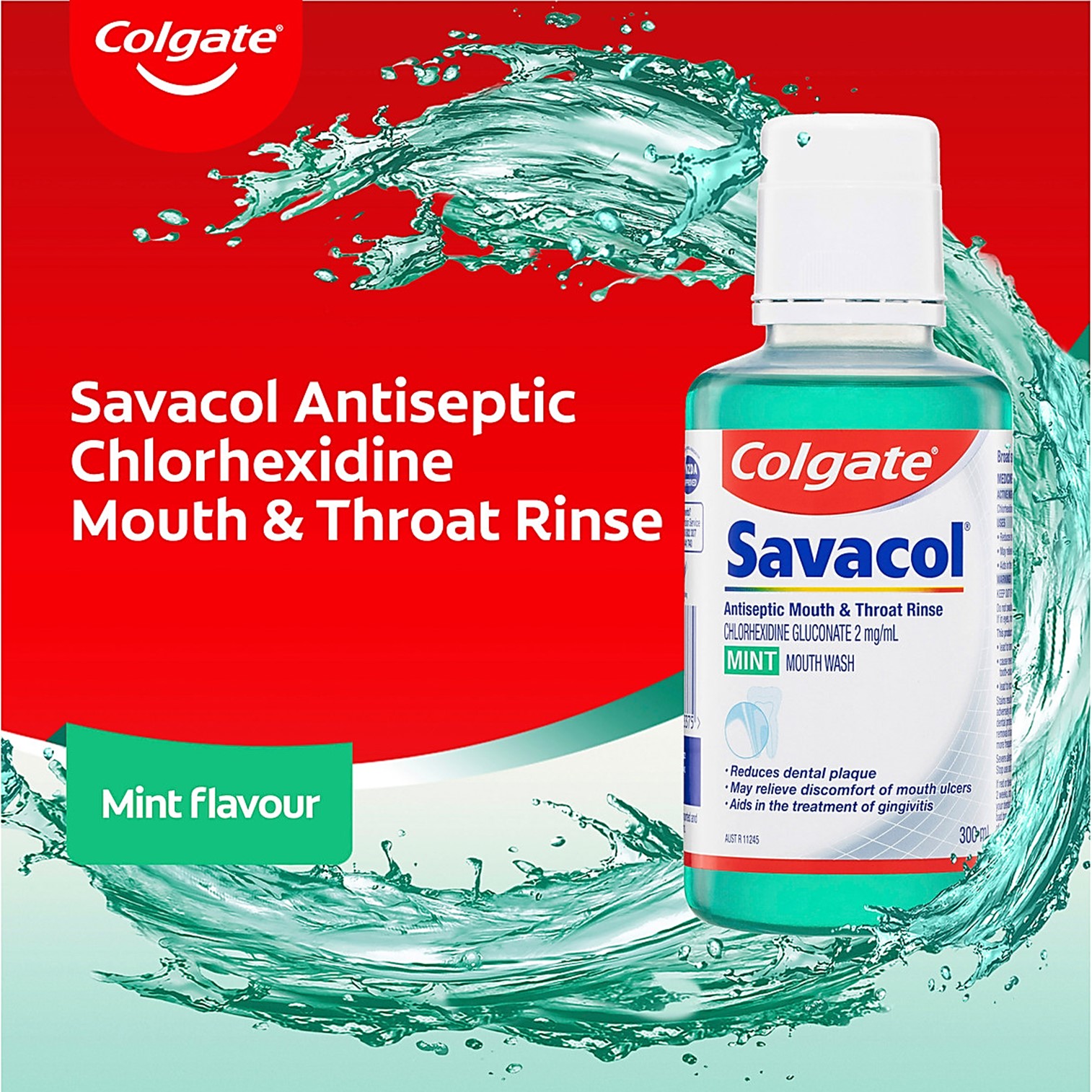 Colgate Savacol Antiseptic Mouth and Throat Rinse Mouthwash 300mL น้ำยาบ้วนปากสูตรพิเศษจากคอลเกตสินค้านำเข้าจากออสเตรเลียพร้อมส่ง