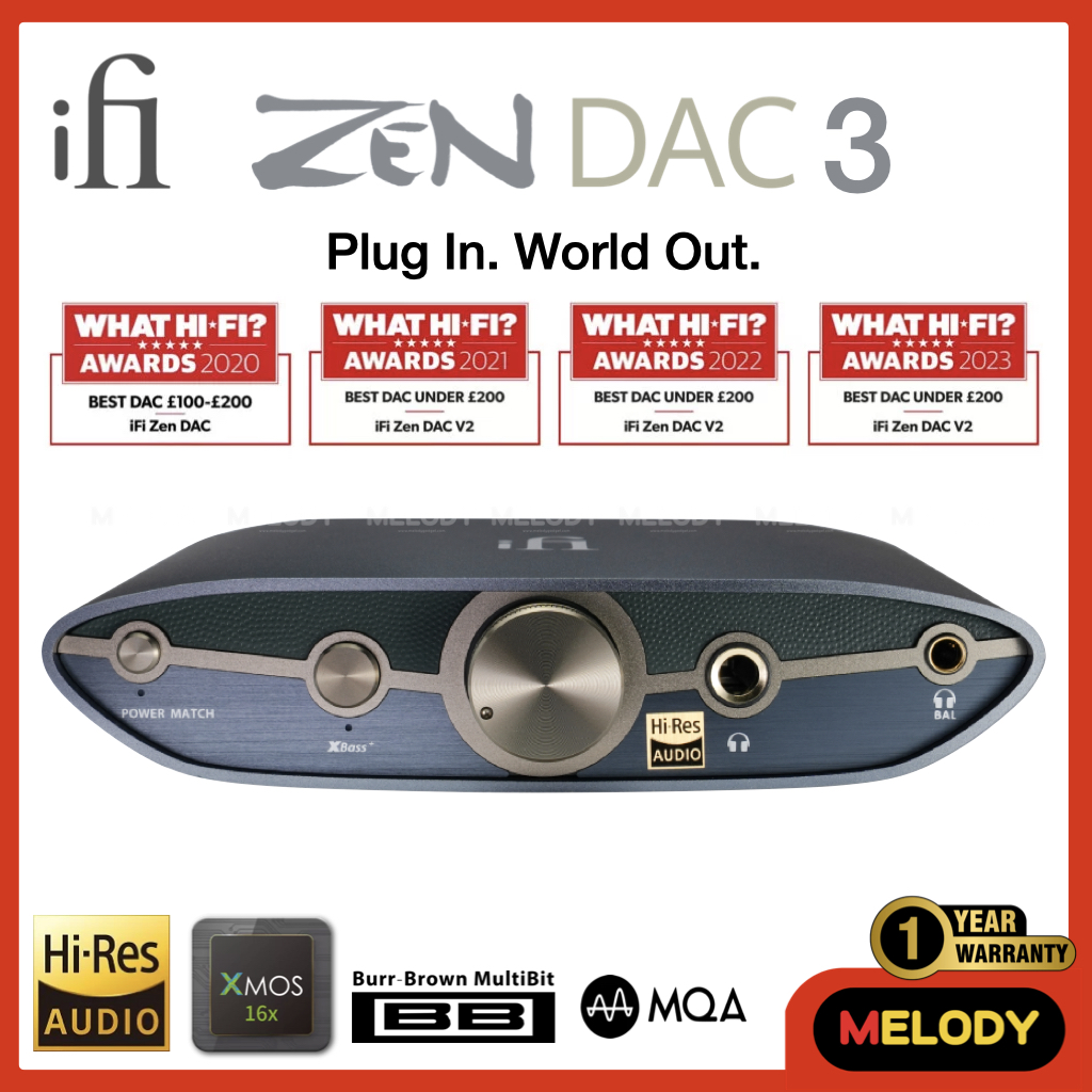 iFi Zen DAC 3 แอมพลิฟายเออร์ DAC หูฟัง ได้รับรางวัล WHAI HI-FI AWARDS Hi-Rse Audio Xmos 16x USB-audio DAC amplifier. รับประกันศูนย์ iFi 1 ปี"