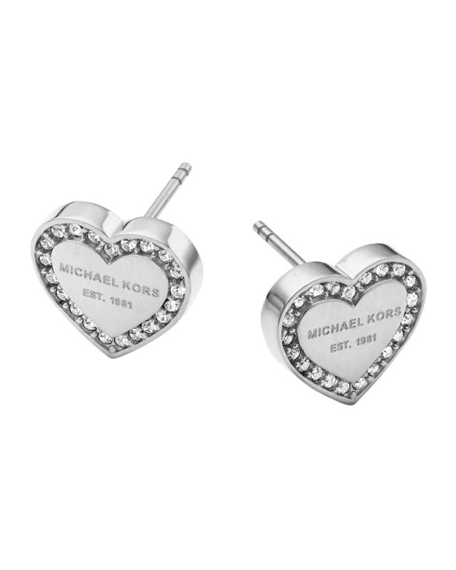 MK Pave Logo Heart Earrings