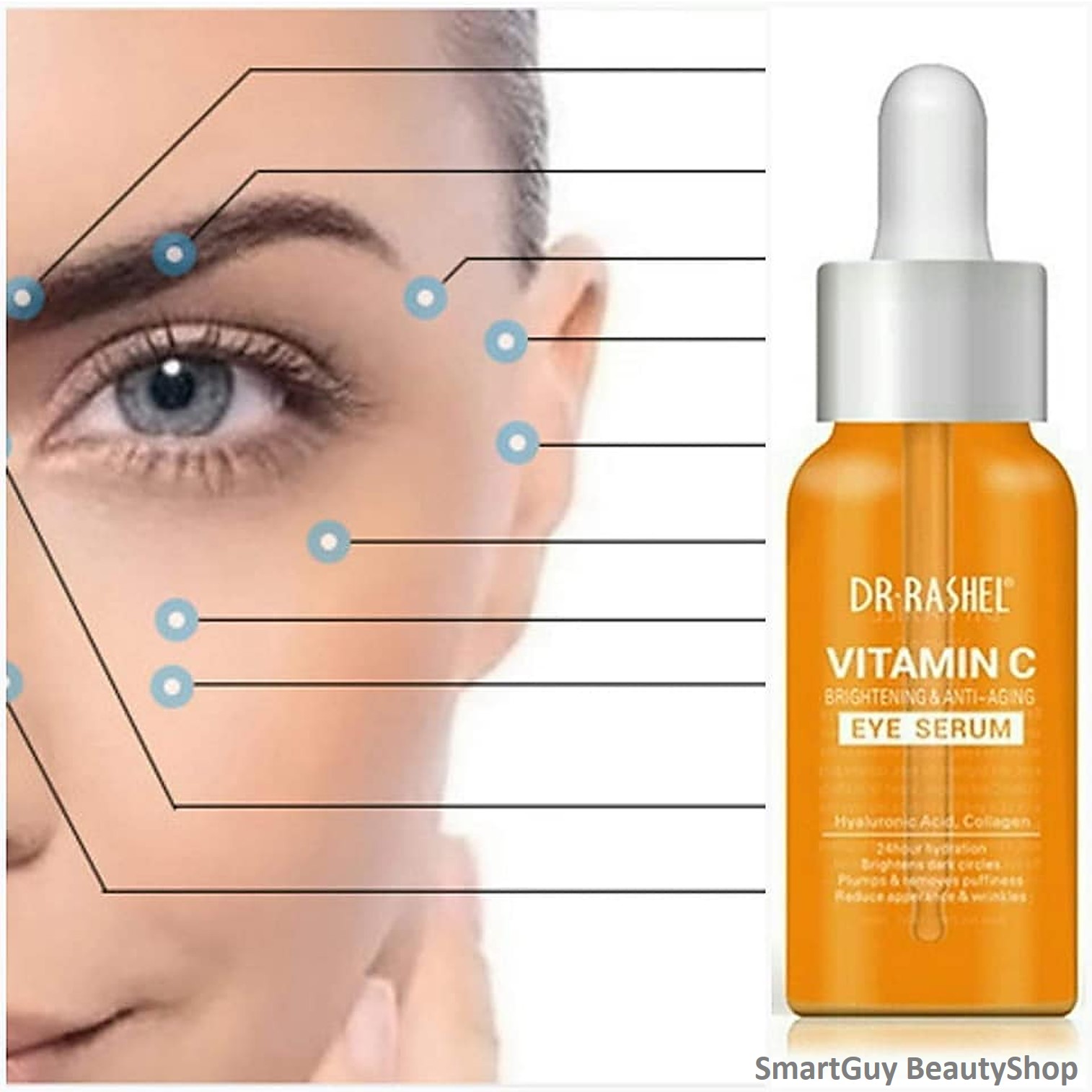 เซรั่มบำรุงรอบดวงตาสูตรวิตามินซีเข้มข้นพิเศษช่วยบำรุงฟื้นฟูและแก้ทุกปัญหารอบดวงตาอย่างได้ผล DR.RASHEL Vitamin C Grightening & Anti Aging Eey Serum 30ml.