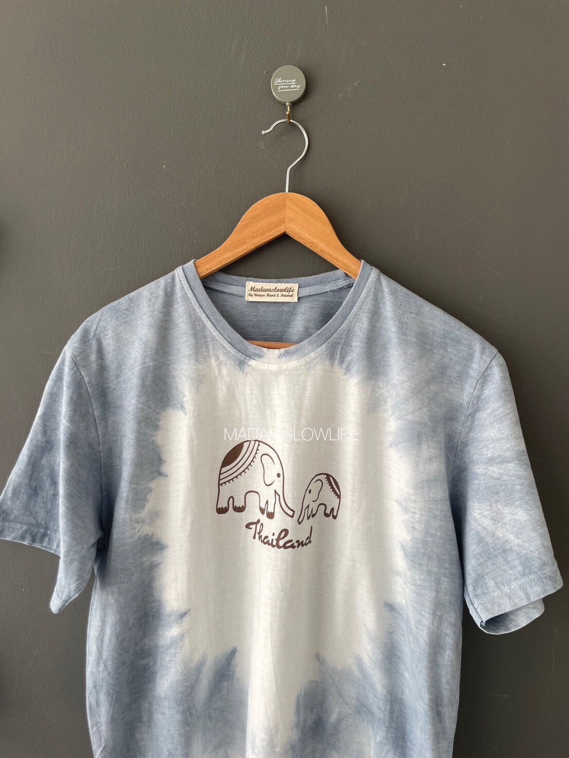 เสื้อยืด ผู้ใหญ่ พิมพ์ลายช้าง มัดย้อมสีธรรมชาติ XS S M L XL 2XL