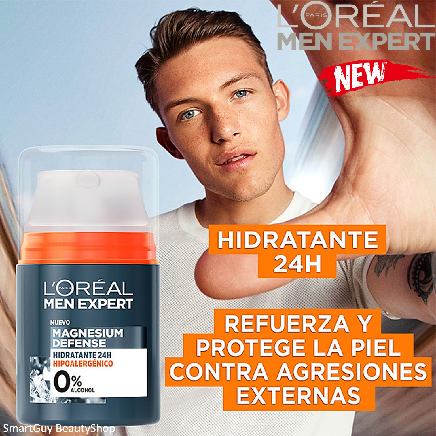 L'oreal Men Expert Magnesium Defence Hypoallergenic 24h Moisturiser 50ml ครีมมอยซ์เจอร์ไรเซอร์บำรุงผิวหน้าผุ้ชายสูตรพิเศษใหม่ล่าสุดจากลอรีอัลปารีส