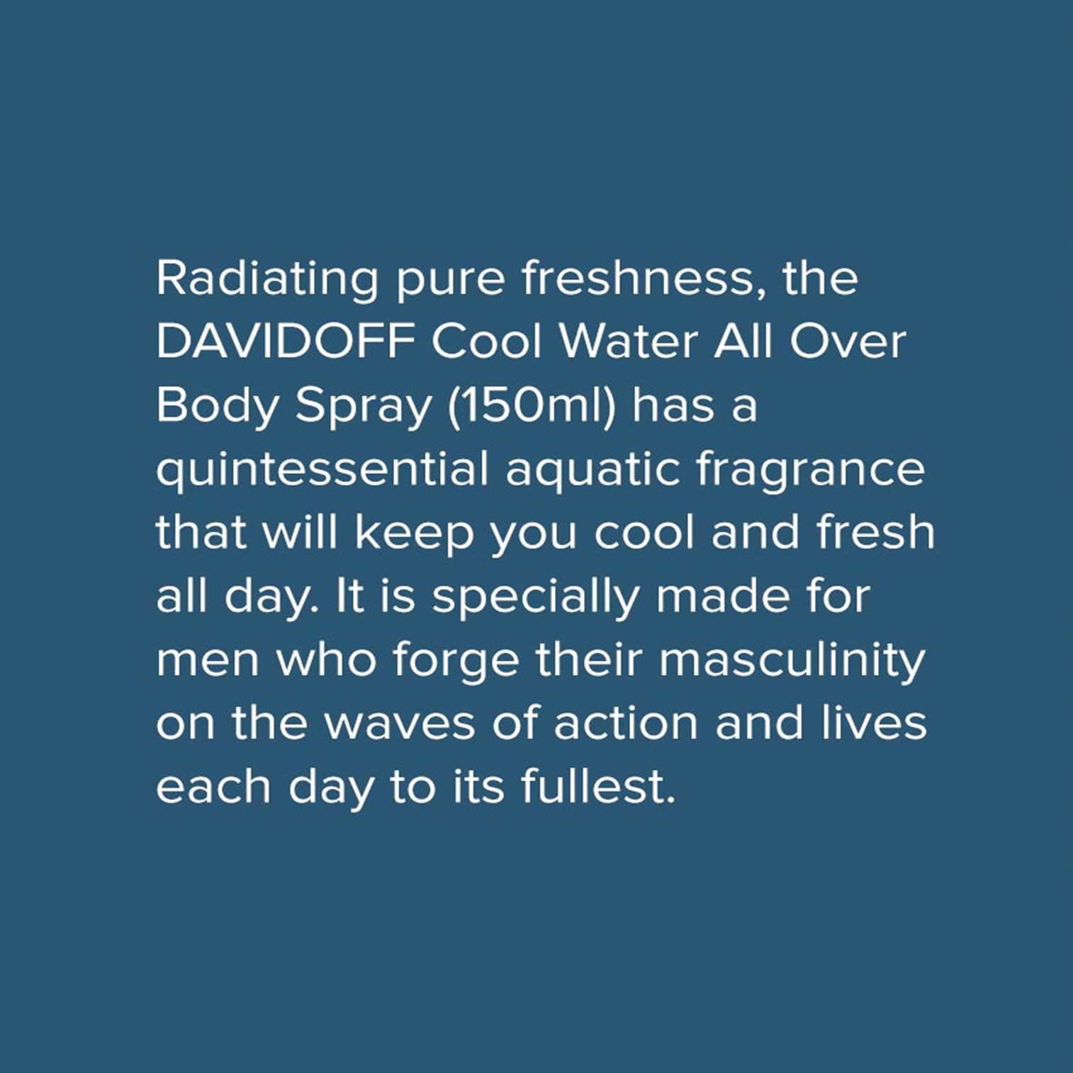 DAVIDOFF COOL WATER MEN ALL OVER BODY SPRAY 150ml สเปรย์น้ำหอมระงับกลิ่นกายกลิ่นหอมเย็นสุดพิเศษสำหรับผู้ชายสินค้านำเข้าจากต่างประเทศของแท้พร้อมส่ง