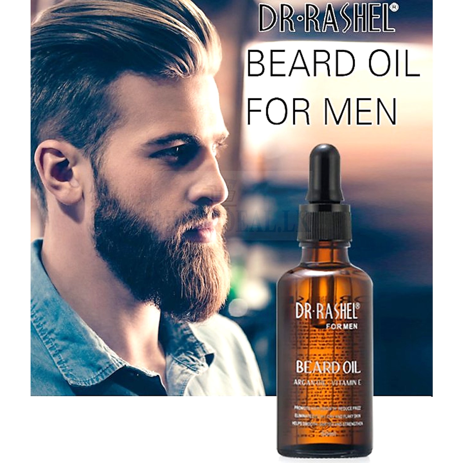 Dr.Rashel Beard Growth Oil With Argan Oil+Vitamin E For Men 50ml ผลิตภัณฑ์บำรุงหนวดเคราให้อ่อนนุ่มเงางามสูตรพิเศษจากต่างประเทศ
