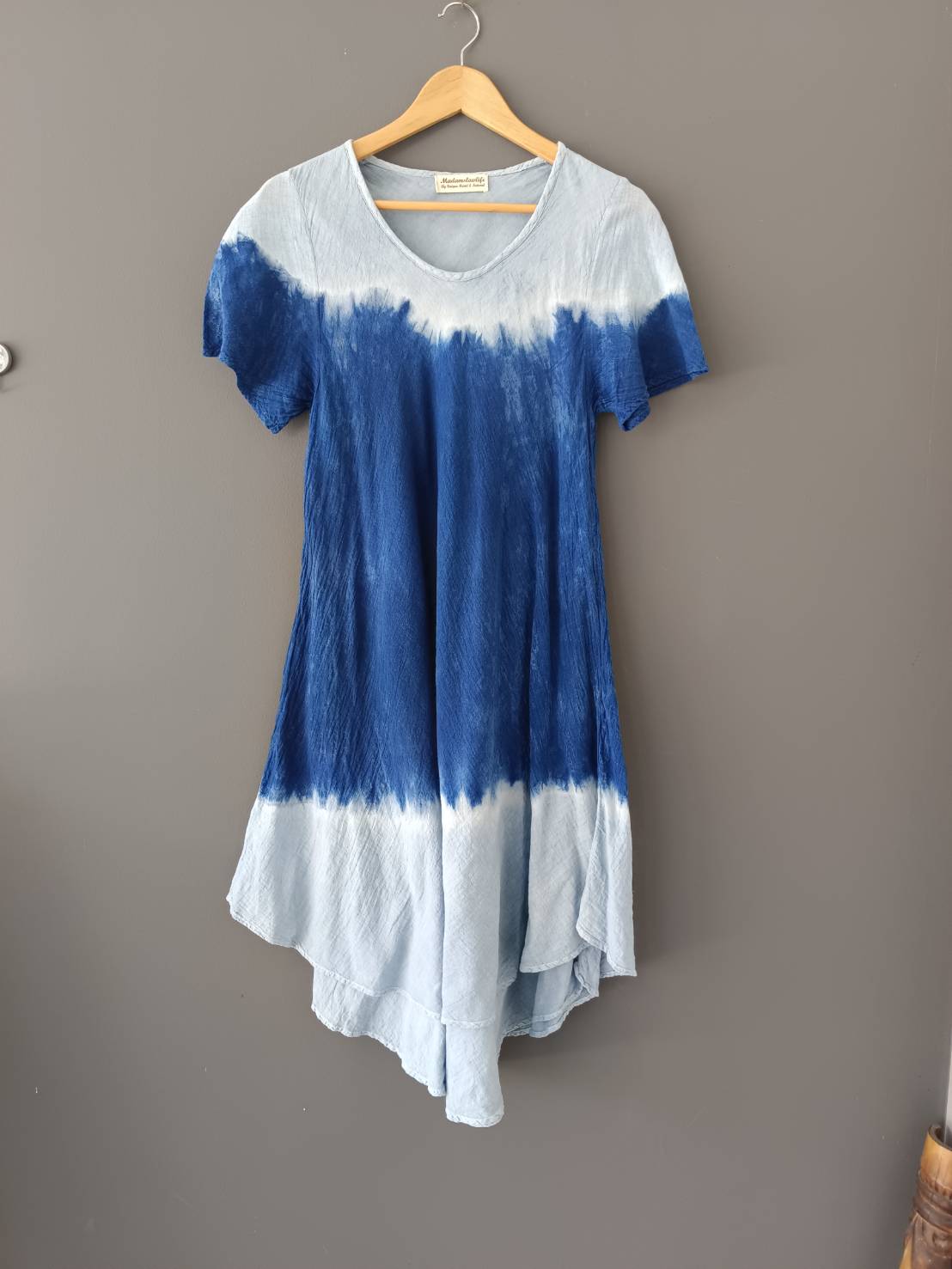 เดรสมัดย้อมผ้าคอตอนนุ่มสบาย อก34-38 นิ้ว