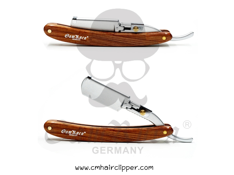 มีดโกนพับไม้แท้ สีน้ำตาล SamRoca Made in Germany