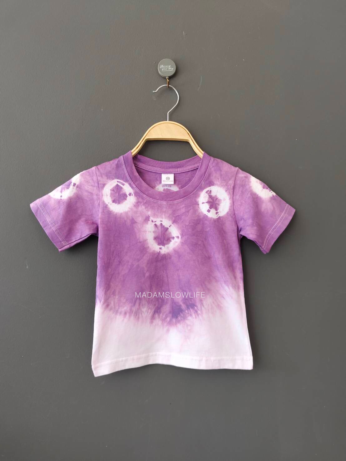 เสื้อยืดเด็กมัดย้อมสีม่วง 80 90 100 110 120 130 140 150