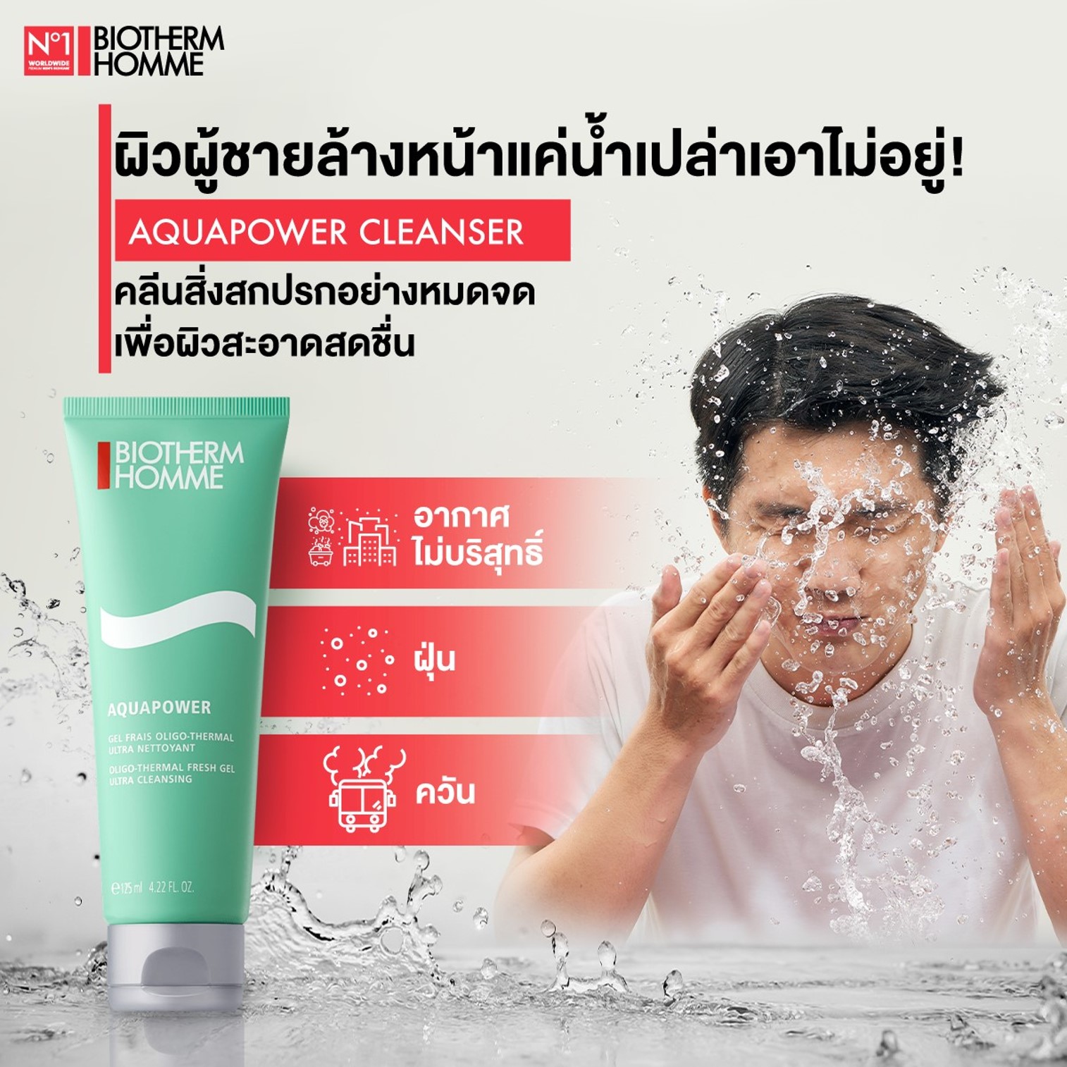 BIOTHERM SUPER AQUAPOWER SET ชุดผลิตภัณฑ์ทำความสะอาดและบำรุงปลุกความสดชื่นให้ผิวหน้าผู้ชายสูตรพรีเมี่ยมจากต่างประเทศ