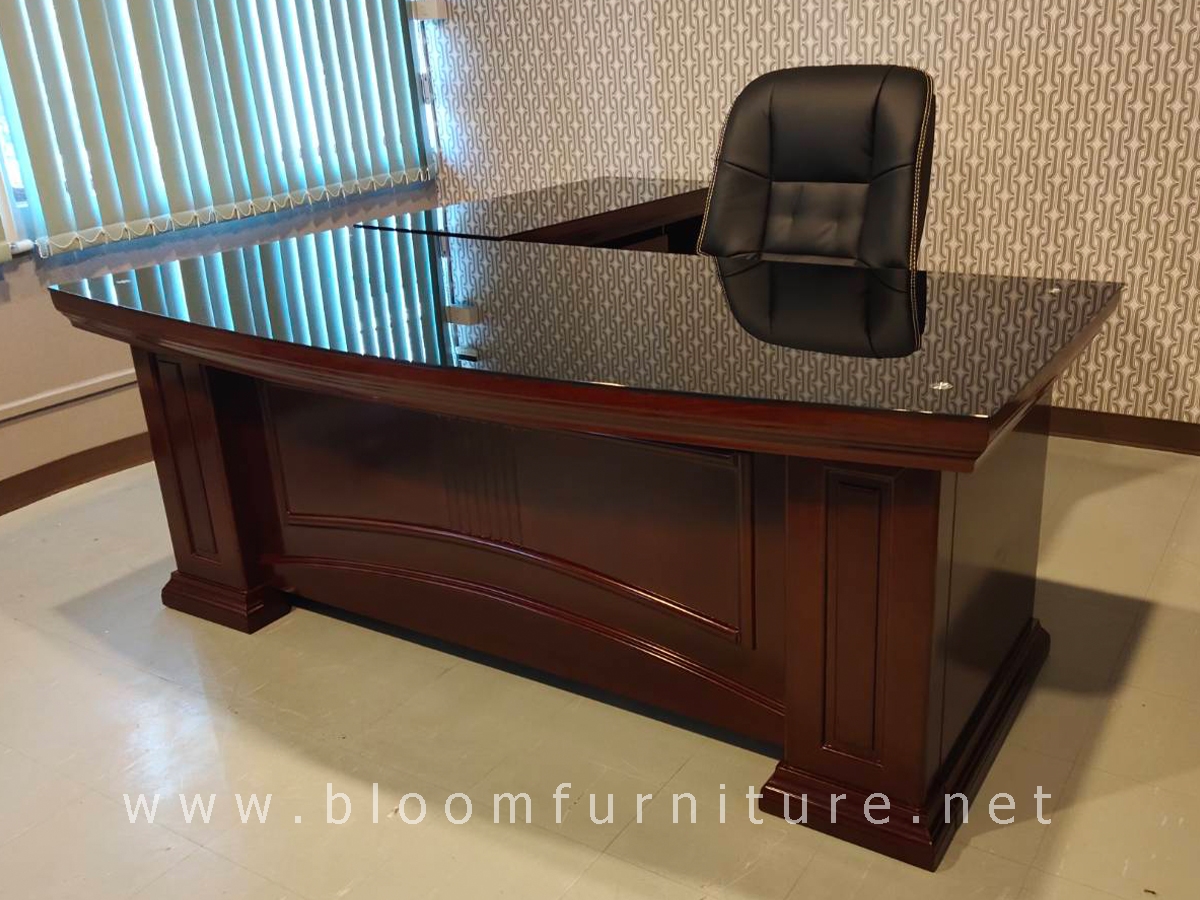 *พร้อมส่ง* โต๊ะทำงานผู้บริหารตัวแอลพร้อมกระจก Roman ขนาด 2 เมตร / Executive Desk with L shape size 2 m.