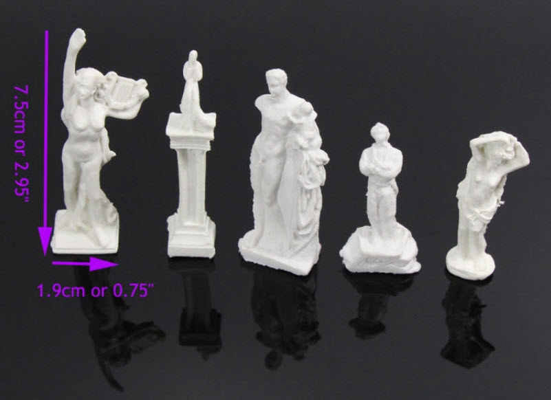 prop / โมเดลรูปปั้นสีขาว สเกล 1:87 / ชุดรวม 13 ชิ้น