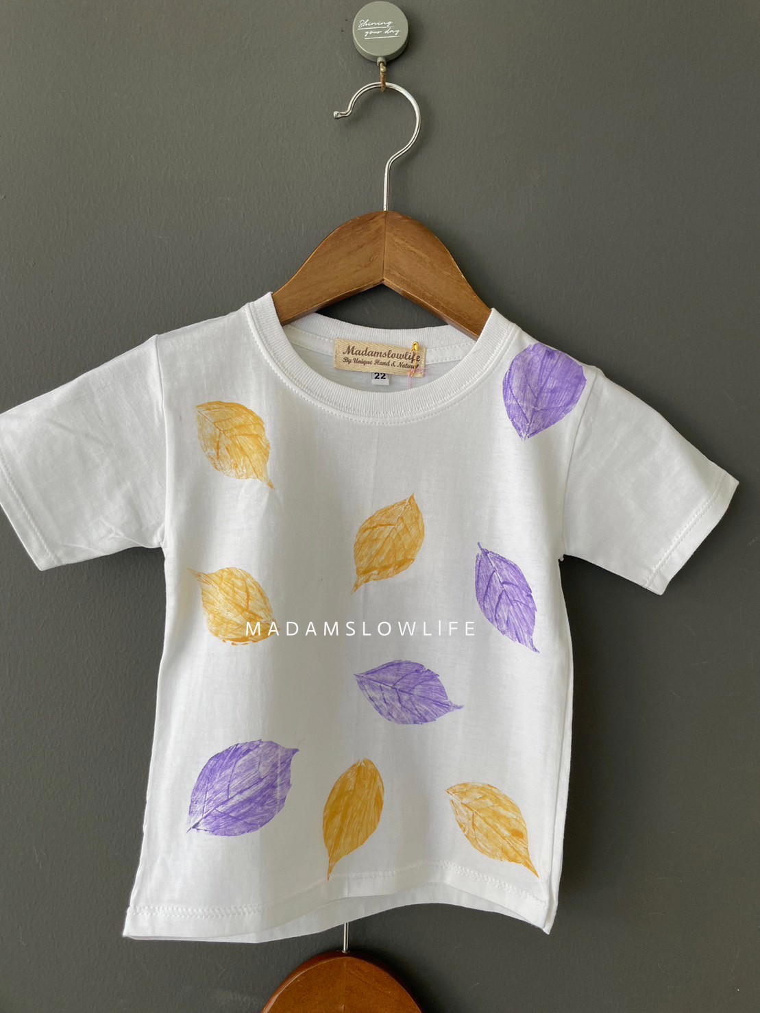 เสื้อเด็กชาย/หญิง คอตตอน 100% พิมพ์ลายใบไม้ size 90 100 110 120 130 140