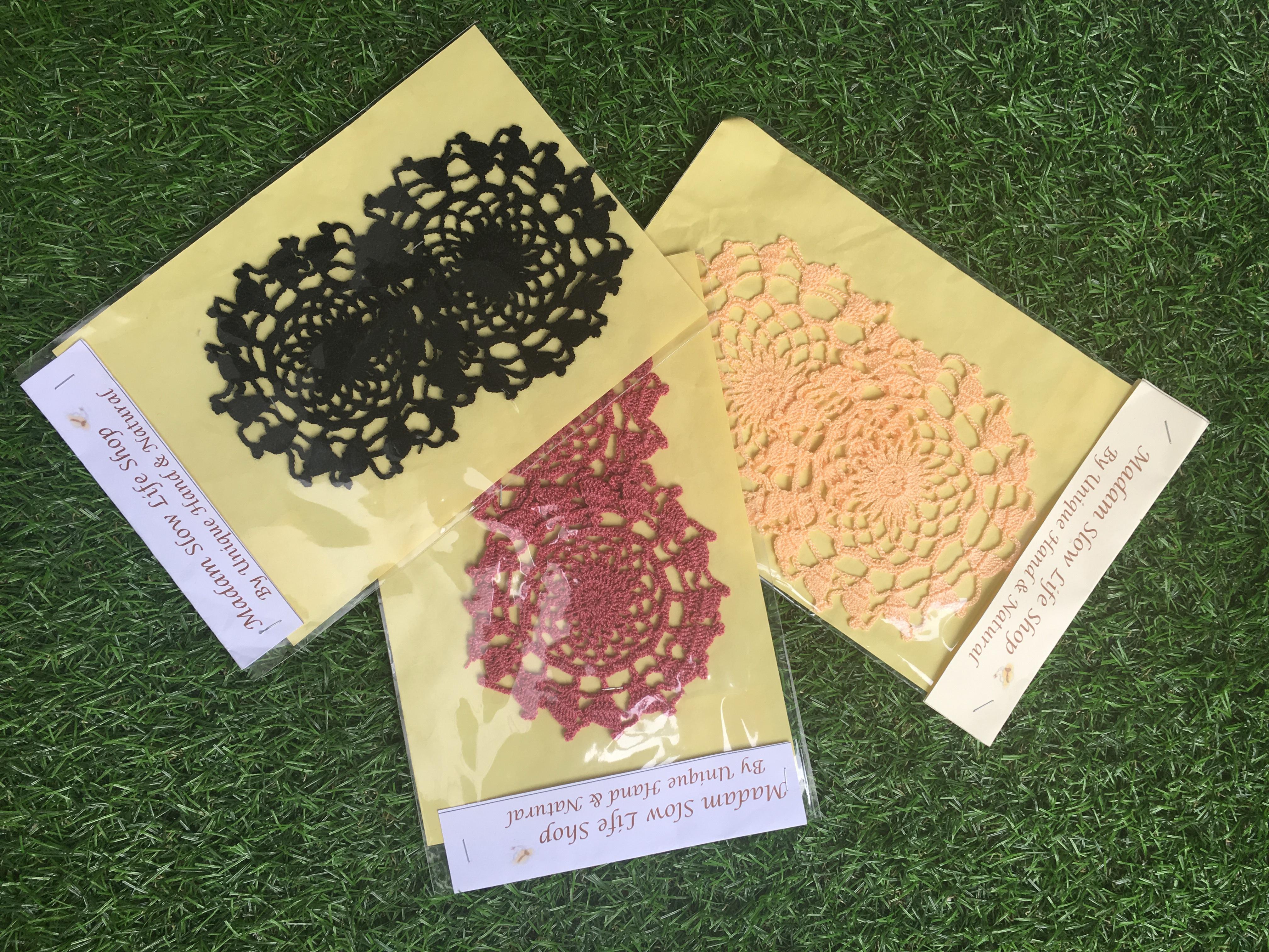 ที่รองแก้ว รองแจกัน ประดับโครเชต์ Crochet S8B