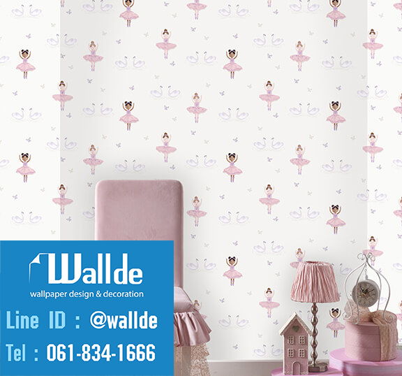 วอลเปเปอร์ห้องเด็ก วอลเปอร์ลายการ์ตูน ลายเด็กผู้หญิง
