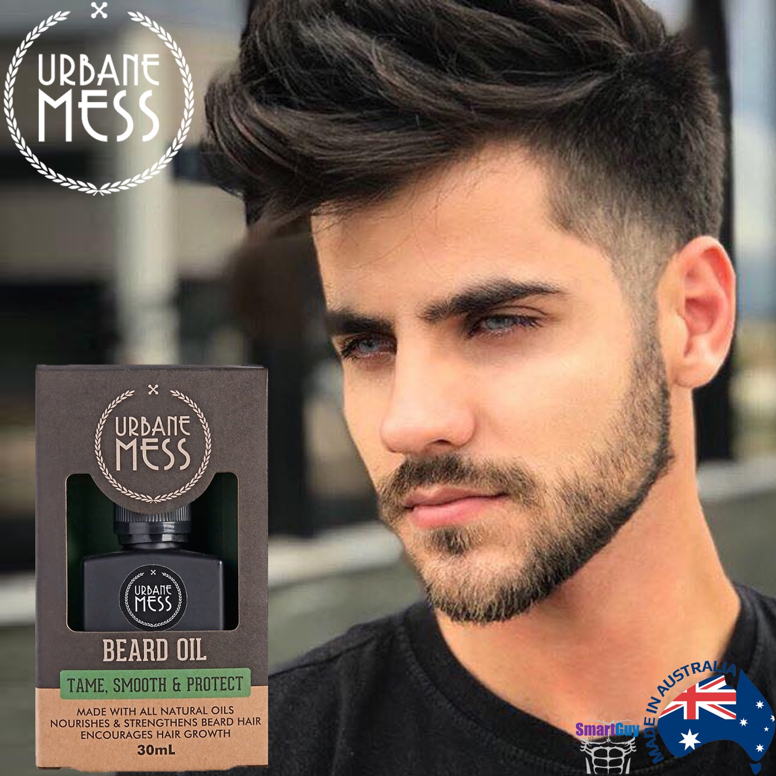 URBANE MESS Beard Oil Tame Smooth & Protect 30ml. ผลิตภัณฑ์บำรุงหนวดเคราสำหรับผู้ชาย สินค้านำเข้าของแท้จากต่างประเทศ