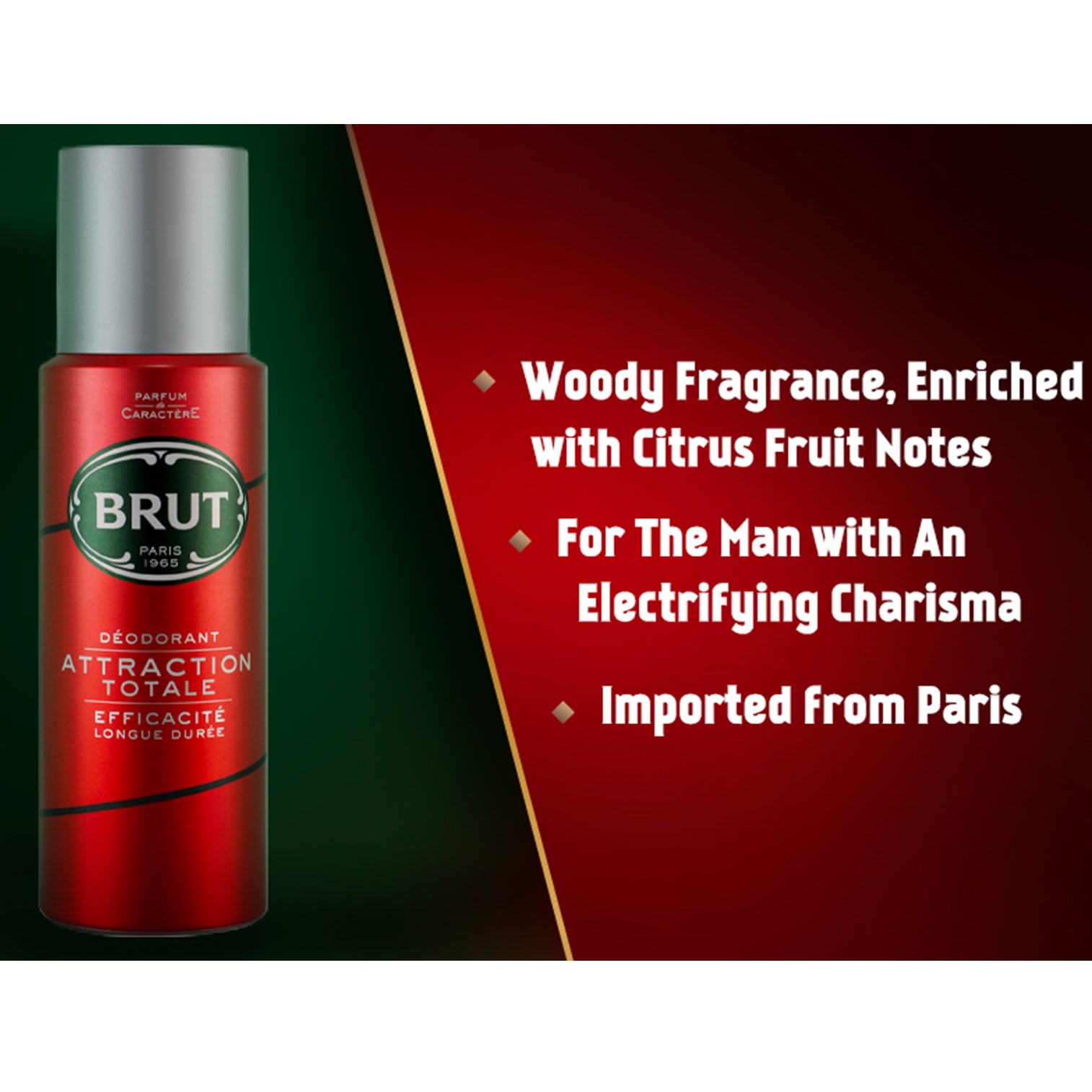 Brut Attraction Totale Deodorant Body Spray for Men 200ml สเปรย์ระงับกลิ่นกายกลิ่นใหม่สุดพิเศษสินค้านำเข้าจากต่างประเทศของแท้พร้อมส่ง