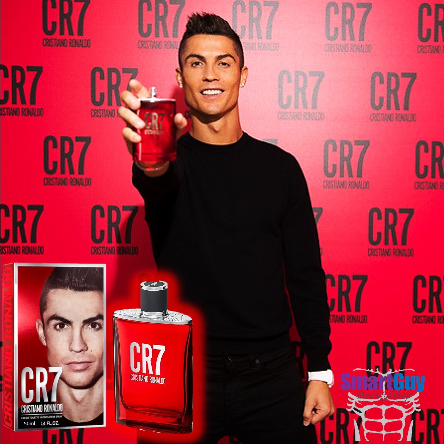 CR7 Cristiano Ronaldo Eau De Toilette Vaporisateur Spray 50ml. น้ำหอมลิขสิทธิ์แท้จากโรนัลโดกลิ่นหอมเย็นสำหรับผู้ชายสปอร์ตแมนผสานความเซ็กซี่น่าค้นหา สินค้านำเข้าของแท้ 100%