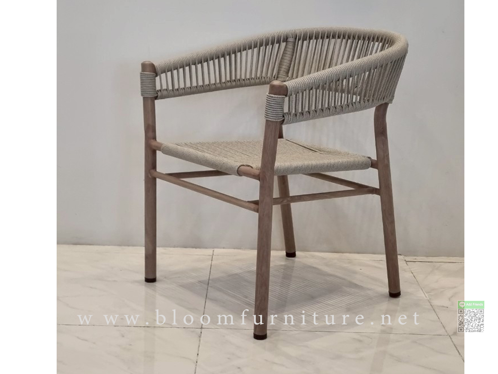 เก้าอี้โมเดิร์นโครงเหล็กพันด้วยเชือกถัก ขนาด 57x58x76 ซม.