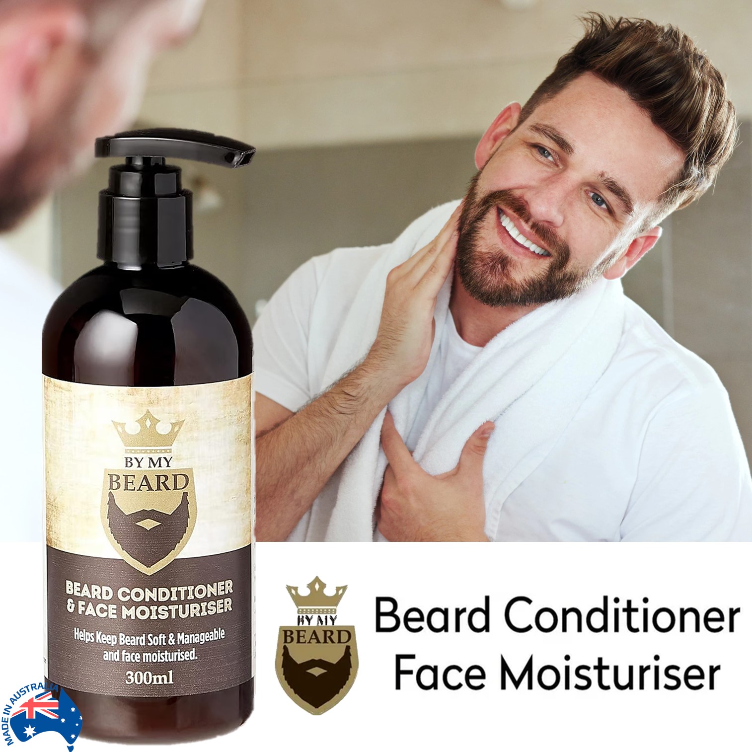 By My Beard Beard Conditioner & Face Moisturiser 300ml ผลิตภัณฑ์บำรุงผิวหน้าและหนวดเคราสูตรพิเศษสินค้านำเข้าจากออสเตรเลียของแท้พร้อมส่ง