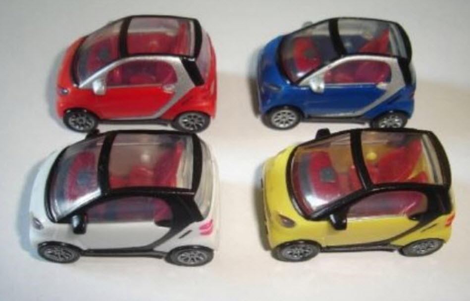 Model Car สเกล 1:87 ชุด 4 คัน (Smart ForTwo)