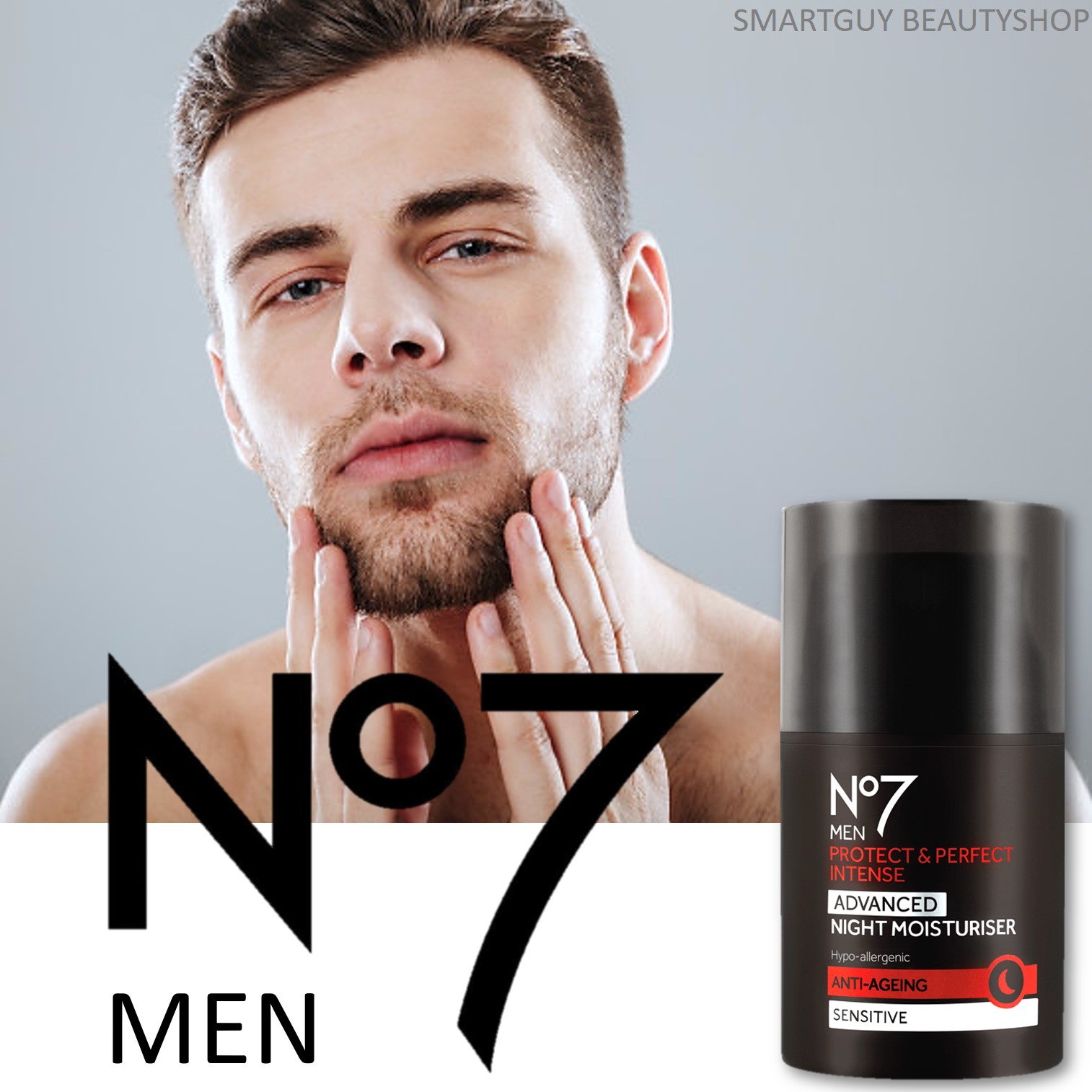 No7 Men Protect&Perfect Intense Advanced Night Moisturiser 50ml ผลิตภัณฑ์ครีมบำรุงผิวหน้าตอนกลางคืนสูตรพรีเมี่ยมสำหรับผู้ชาย สินค้านำเข้าจากต่างประเทศ