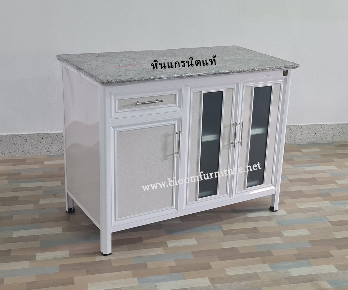 ตู้เคาน์เตอร์ครัวหินแกรนิต โครงอลูมิเนียมเก็บภาชนะ ขนาด 108x57x81 ซม.