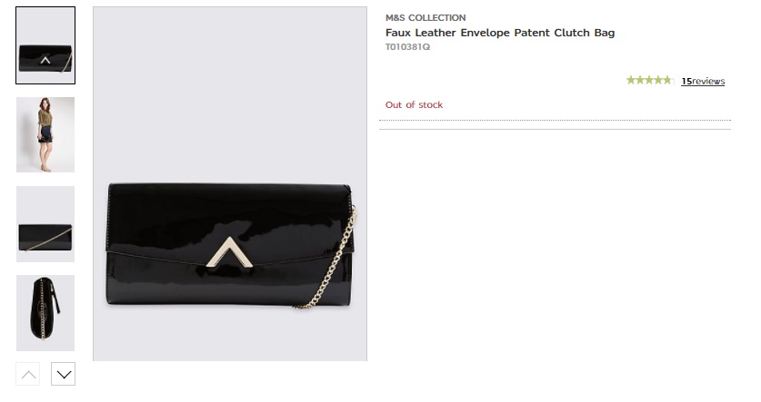 M&S Collection Faux Leather Envelope Patent Clutch Bag