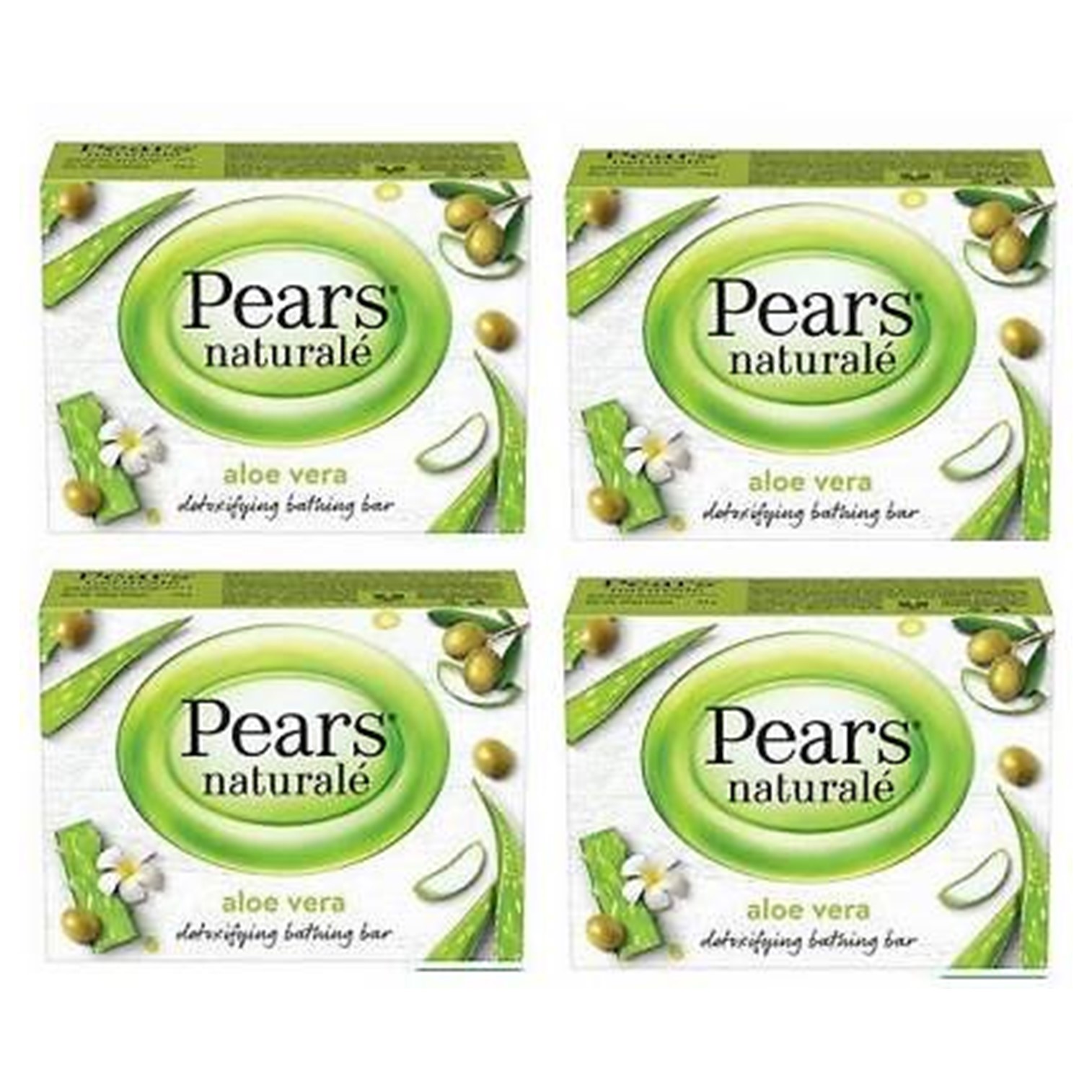 Pears Naturalé Detoxifying Soap Bar Aloe Vera 125g Pack of 4 4 สบู่อาบน้ำทำความสะอาดผิวกายสูตรพิเศษใหม่ล่าสุดสินค้านำเข้าจากออสเตรเลียของแท้พร้อมส่ง