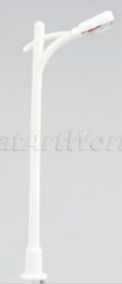 เสาไฟกิ่งเดียว สีขาว 6V สูง 7 ซ.ม. (สเกล 1:150) / 5 ต้น