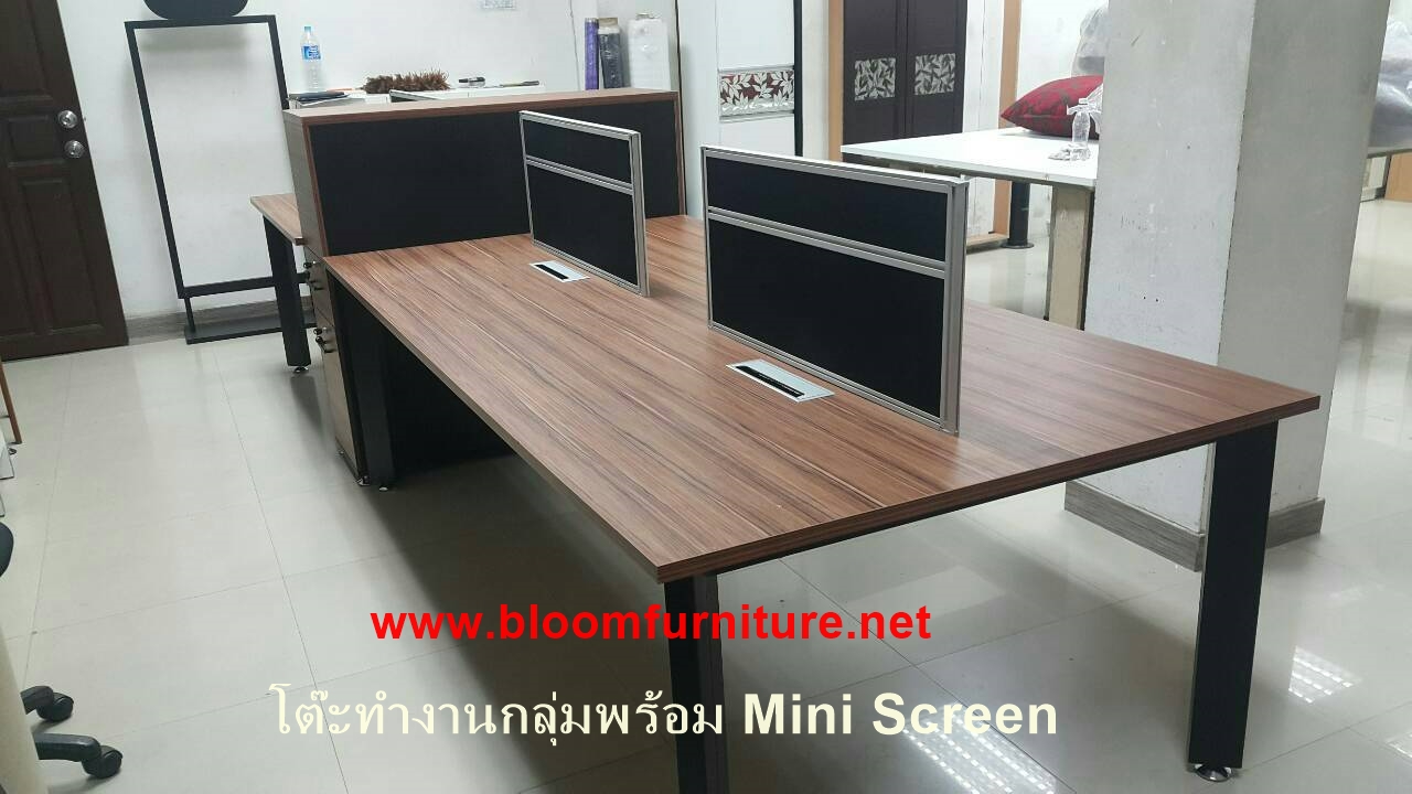 โต๊ะทำงานกลุ่ม Work Station, โต๊ะ Call Center สำหรับ 4 ที่นั่ง พร้อม Mini screen ขนาด 240*120*115 ซม.