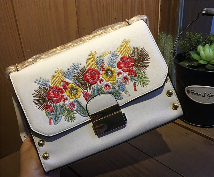 Stradivarius Messenger Bag With Large Embroidered Flowers
