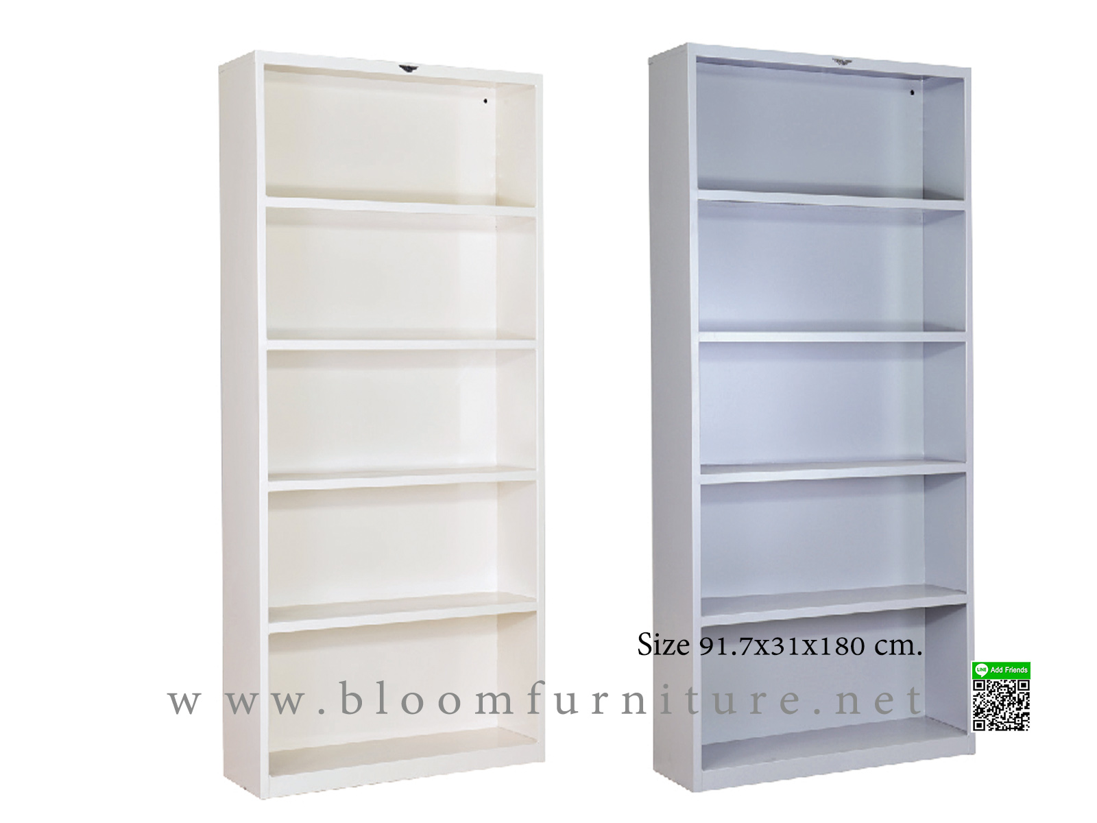 ชั้นวางหนังสือเหล็กทรงตรง 5 ชั้น ขนาด 91.7x31x180 ซม.