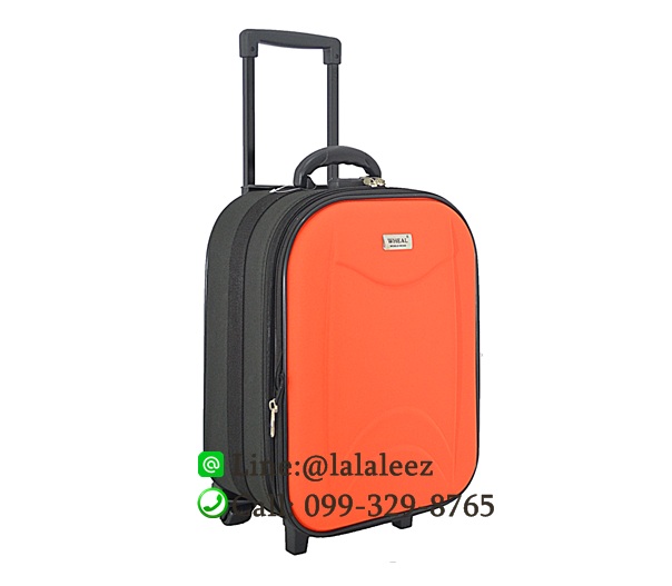 กระเป๋าเดินทางพรีเมี่ยม 16 นิ้ว สีส้ม แบบสองซิป